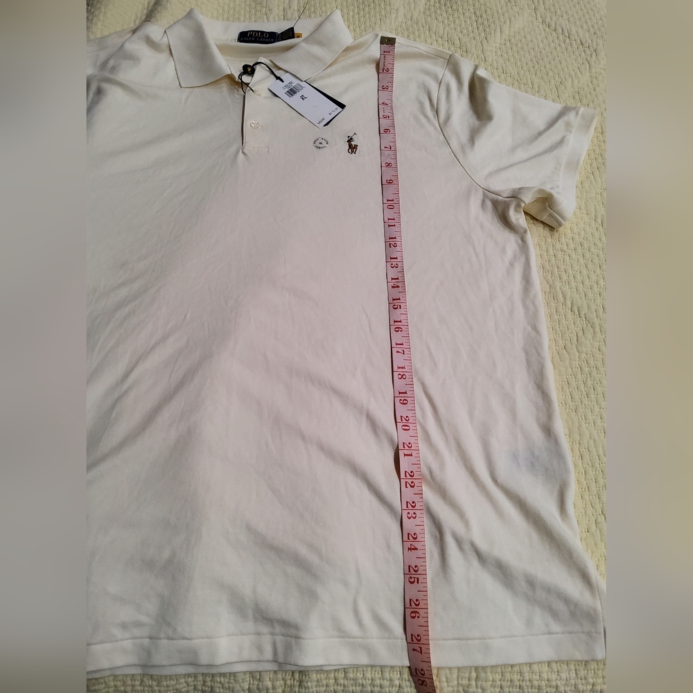 POLO Ralph Lauren Cream Custom Slim Fit Polo Shirt Size XL - Picture 10 of 12